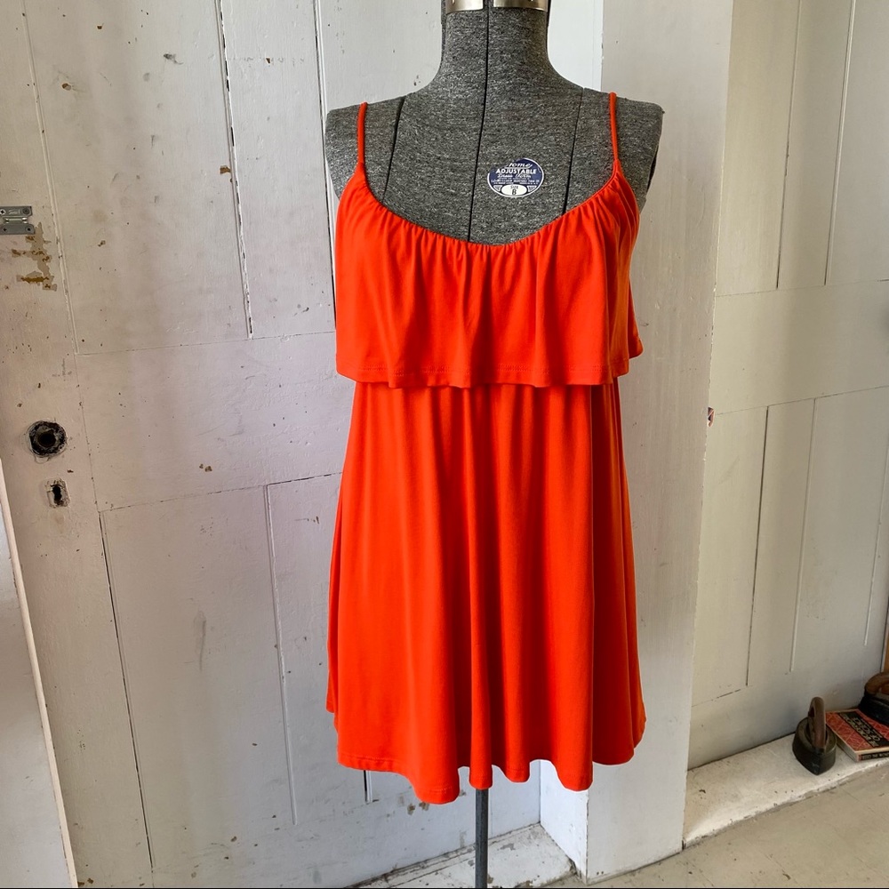 Susana Monaco Sunset Orange Flutter top Mini Dress